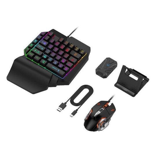 4 In 1 Mobile Game Combo Pack (Mouse & K.B Converter,Sing Handed K.B,Gaming Mouse)